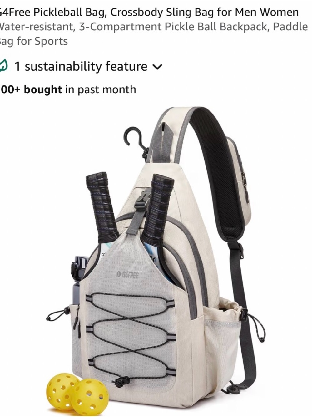 Beige Crossbody Sling Bag  - Single-strap Pickleball Paddle Bag
